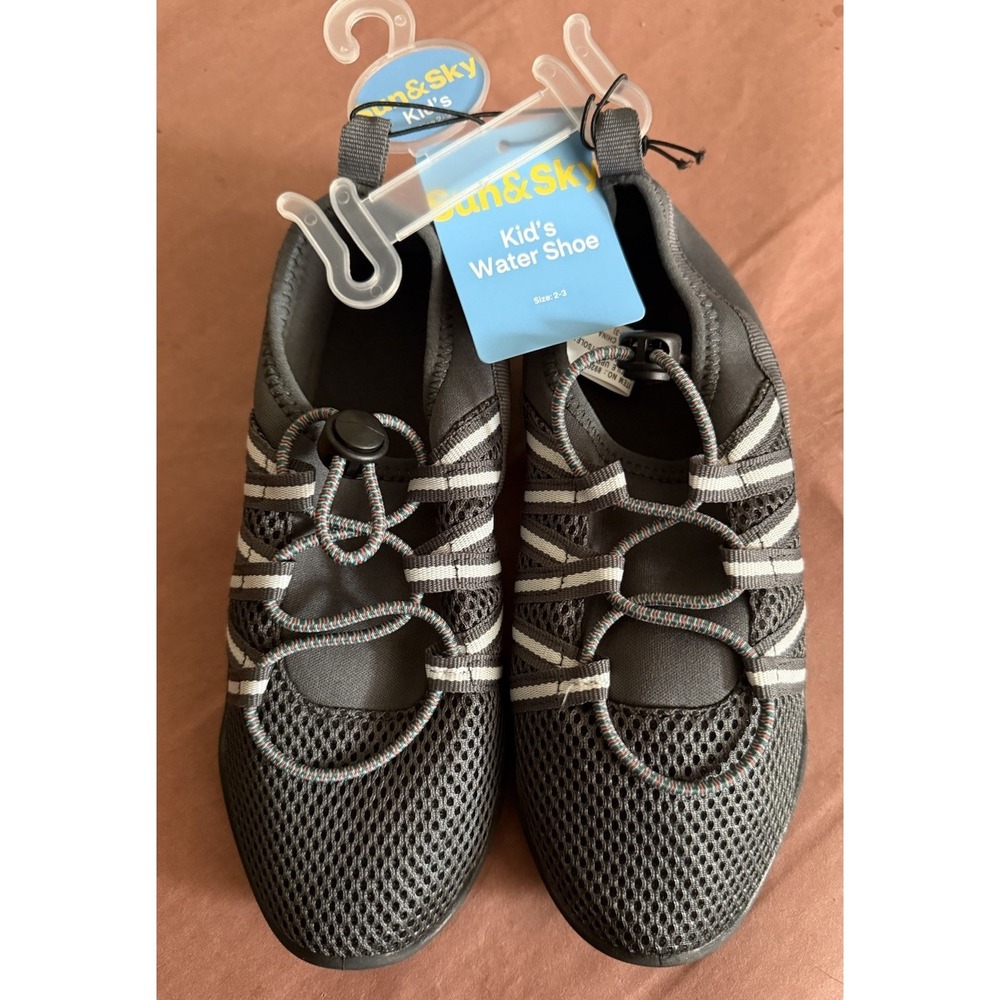 Sun & Sky Kids Water Aqua Shoes Size‎ 2-3 Large Gray Black Unisex NWT